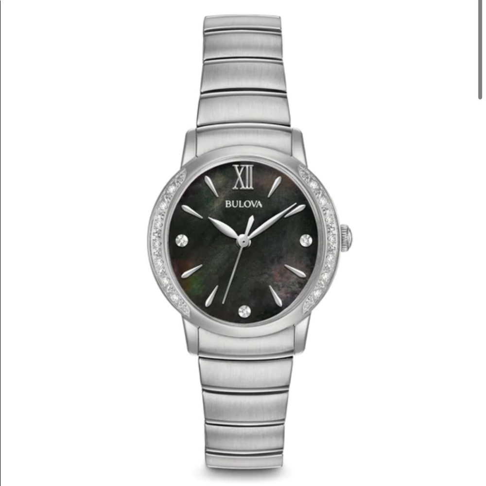 Bulova 17 Diamonds Black Mother of Pearl Watch
